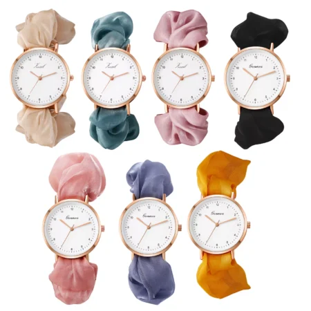 Women's Girls Unique Watch Simple Dial Quartz Dress Wrist Watch Elastic Hairband